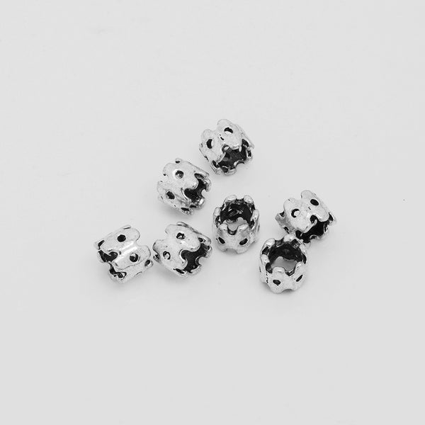 Euro Style Beads,Silver Tone Spacer Beads,Diy Large Hole Spacer beads,Bulk beads,Length 5.5mm Sold 100pcs/lot
