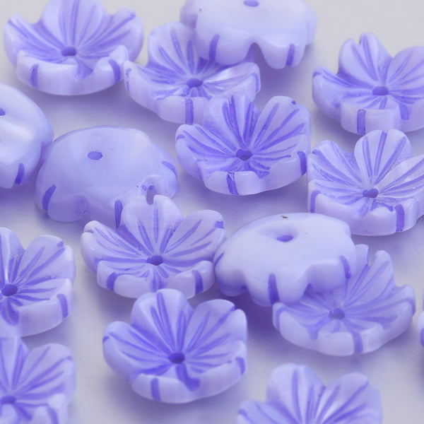 10mm Mother Pearl Shell Unique Shape Natural Shell Flowers Carved Shell Flower central hole 1mm Shell Jewelry Making Purple 10pcs