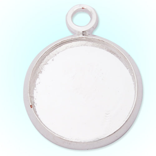 Silver Plated Pendant trays,lead and nickle free,fit 10mm round glass cabocon, sold 50pcs per pkg