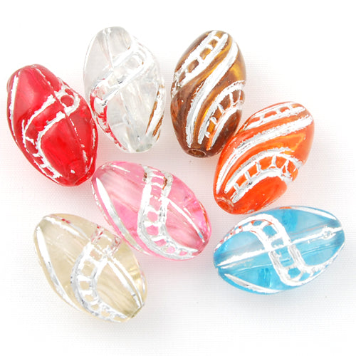 8*13 MM Silver Line Plastic Beads,Sold per one package of 1300 PCS