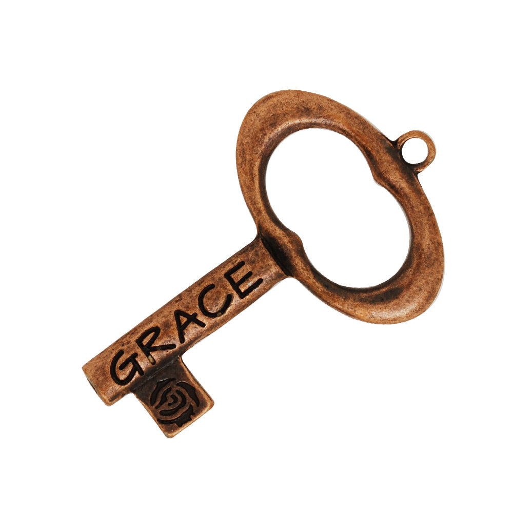 50*32mm Skeleton Keys,Vintage Keys Jewelry Pendant,'GRACE' 'BLESSED',Antique Copper Charm Necklace Jewelry,sold 10pcs/lot