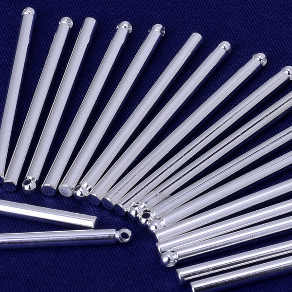 About 36MM tibetara® Brass tube shape Stamping Blank Bar necklace bar blanks Metal Blank for Metal Stamping DIY plated silver 20pcs