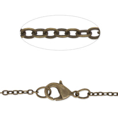 18 inch long flat necklace chain for pendant,2x3mm link size,Lobster Clasp end,Brass chain,antique bronze plated,20pcs/lot