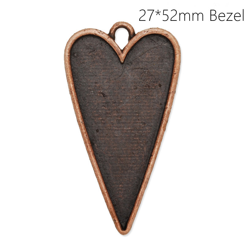 27*52mm Heart Cameo Blank Bezel,Antique Copper Pendant Setting,Zinc Alloy Filled,Out size 30*55mm,sold 20pcs/lot