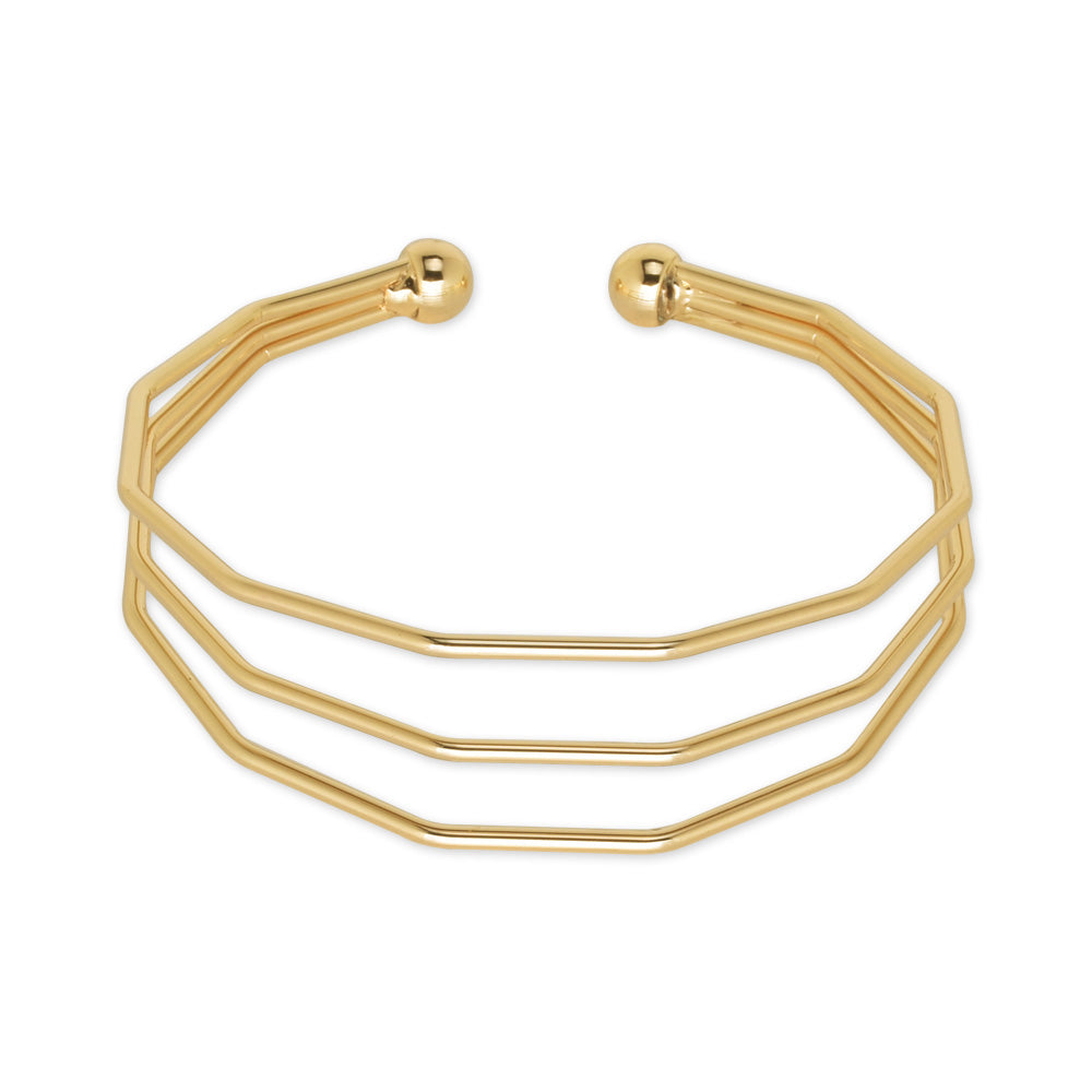 60mm Adjustable Brass Three Wavy line Bracelet bangle bracelet Bridesmaid bracelet minimal jewelry plated gold 1pcs