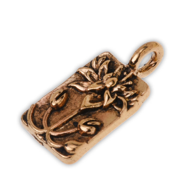 20 Metal Flower Charm Lotus pendant, vintage charms blooming flower yoga charms, Lotus jewelry Antique gold 18x9mm