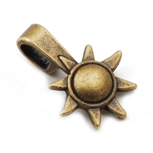 16*12MM High Quality Sun and Moon Shape Antique Bronze Glue On Bails Plates,sold 100 pcs per pkg