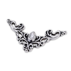20pcs Antique Silver Corner Filigree Cabochon Settings Wraps Connectors Vintage Style Filigree Flat Metal Findings, Triangle Filigree