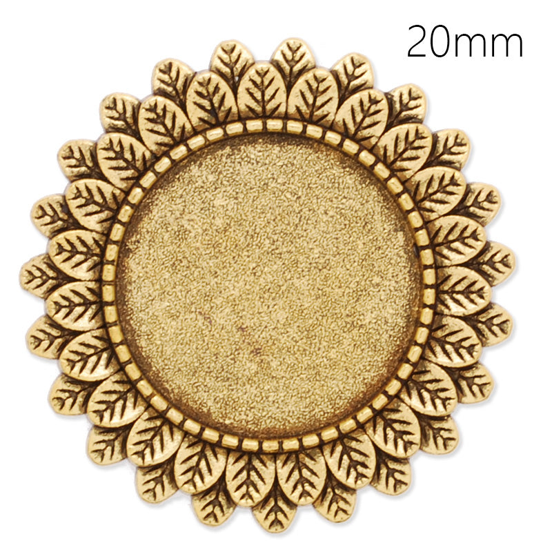 20mm anqitue gold plated brooch blank,brooch bezel,leaves around,zinc alloy,lead and nickle free,sold by 10pcs/lot