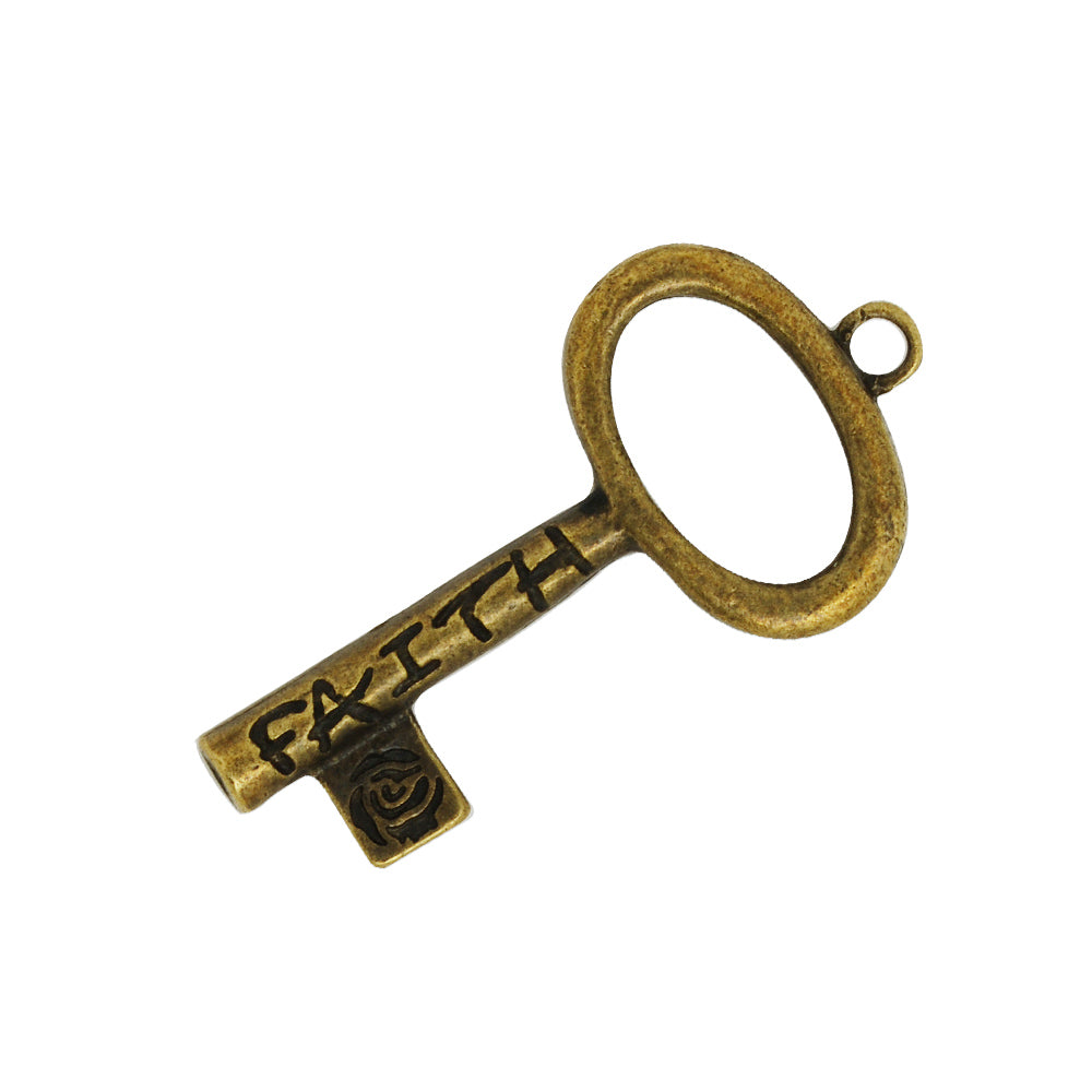 50*25mm Skeleton Keys,Vintage Keys Jewelry Pendant,'FAITH',Antique Bronze Charm Necklace Jewelry,sold 10pcs/lot