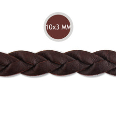 10*3mm Coffee Braided Leather Cord,Sold 10M/Roll