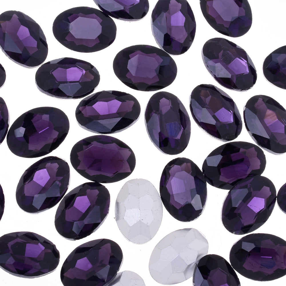 10x14mm Oval Pointed Back Rhinestones Glass Jewels point crystal Nail Art Craft Supply purple 50pcs 10183855