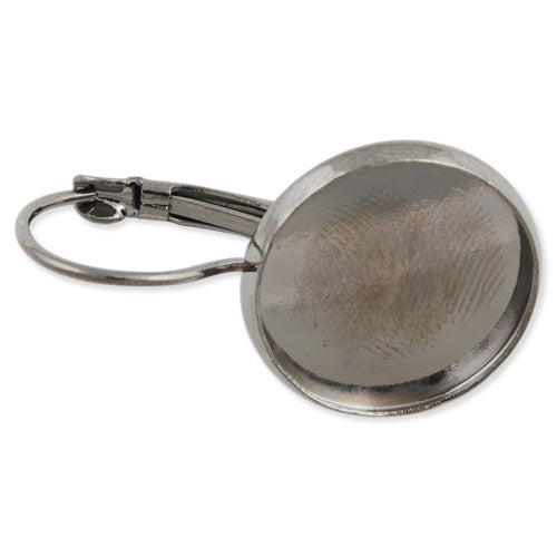 Gun Metal Black French Lever Back Earrings Blank/Base,fit 16MM glass cabochons,buttons