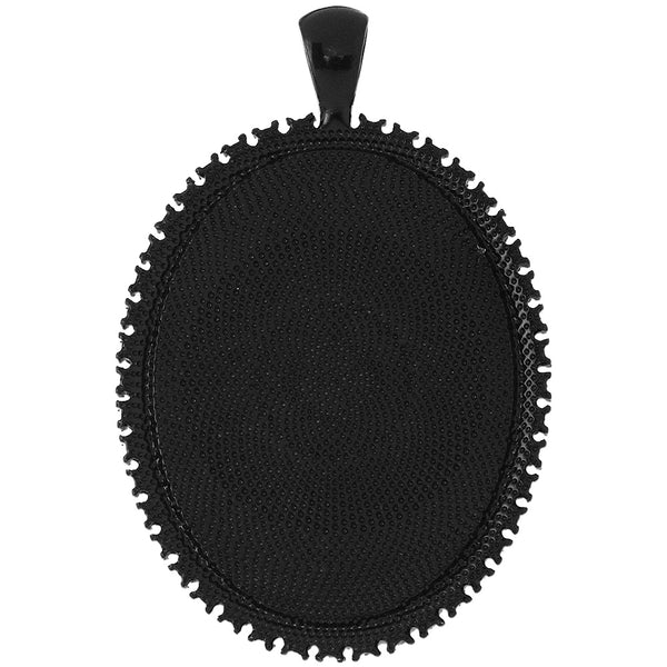 10 crystal style diy supplies bezel trays with clear rhinestone photo holder black cameo settings 30x40mm