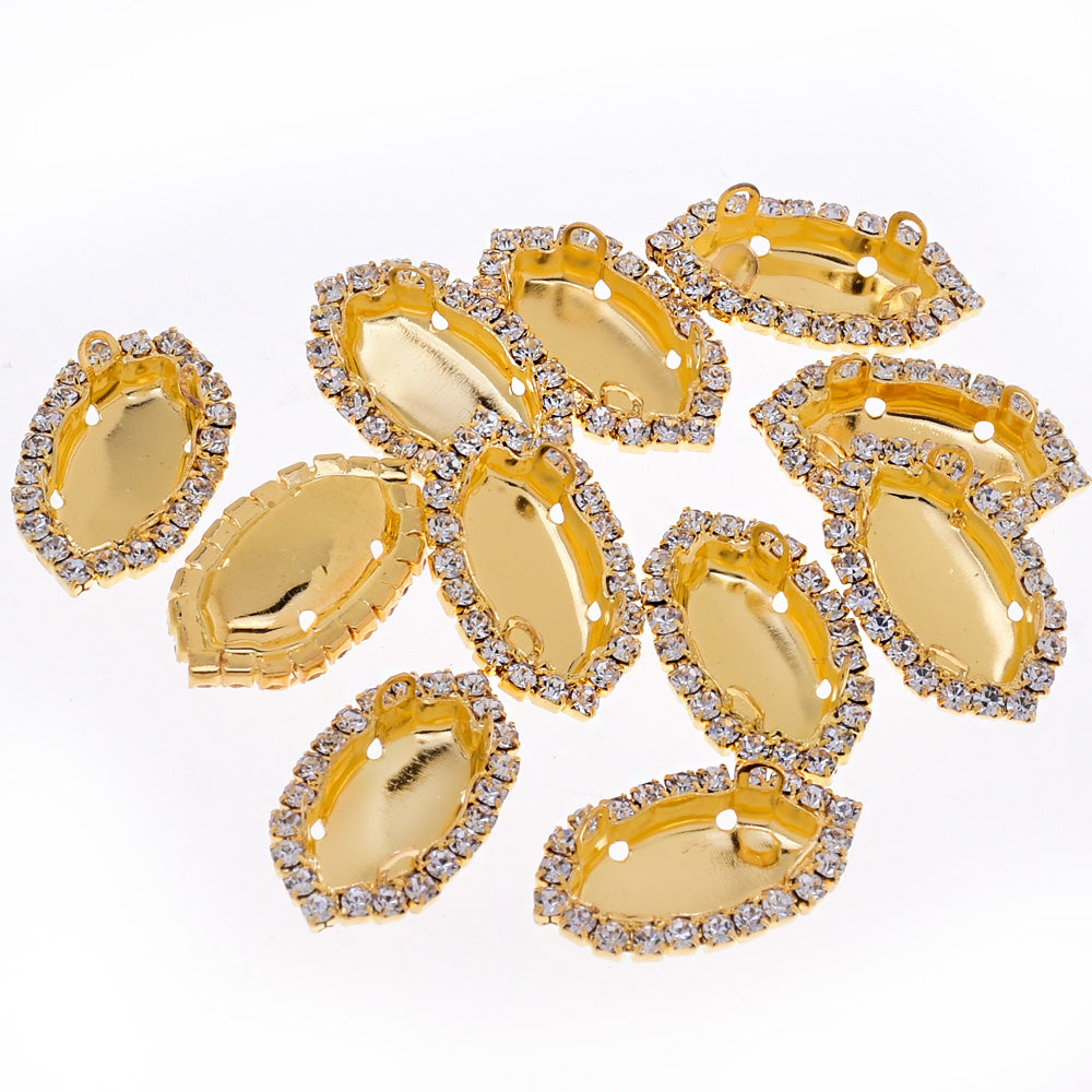 Single Row Rhinestones Claw metal claw hand sewing clothes D Claw wholesale fit 9*18mm Marquise Shape gold 20pcs 10180704