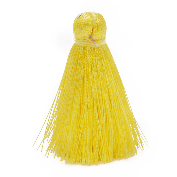 4cm Silky Tassels,Fluorescent yellow Handmade Long Jewelry Tassels,Fashion Mala Necklace Tassels, 20pcs/lot