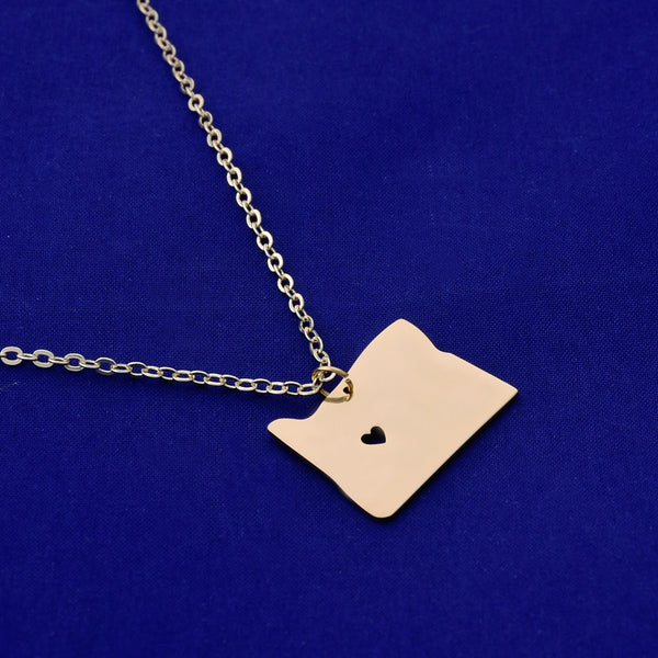 1 pcs about 21x16mm Gold Stainless Steel pendant map necklace Stamping blank Jewelry supplies Oregon-OR 18 Gauges