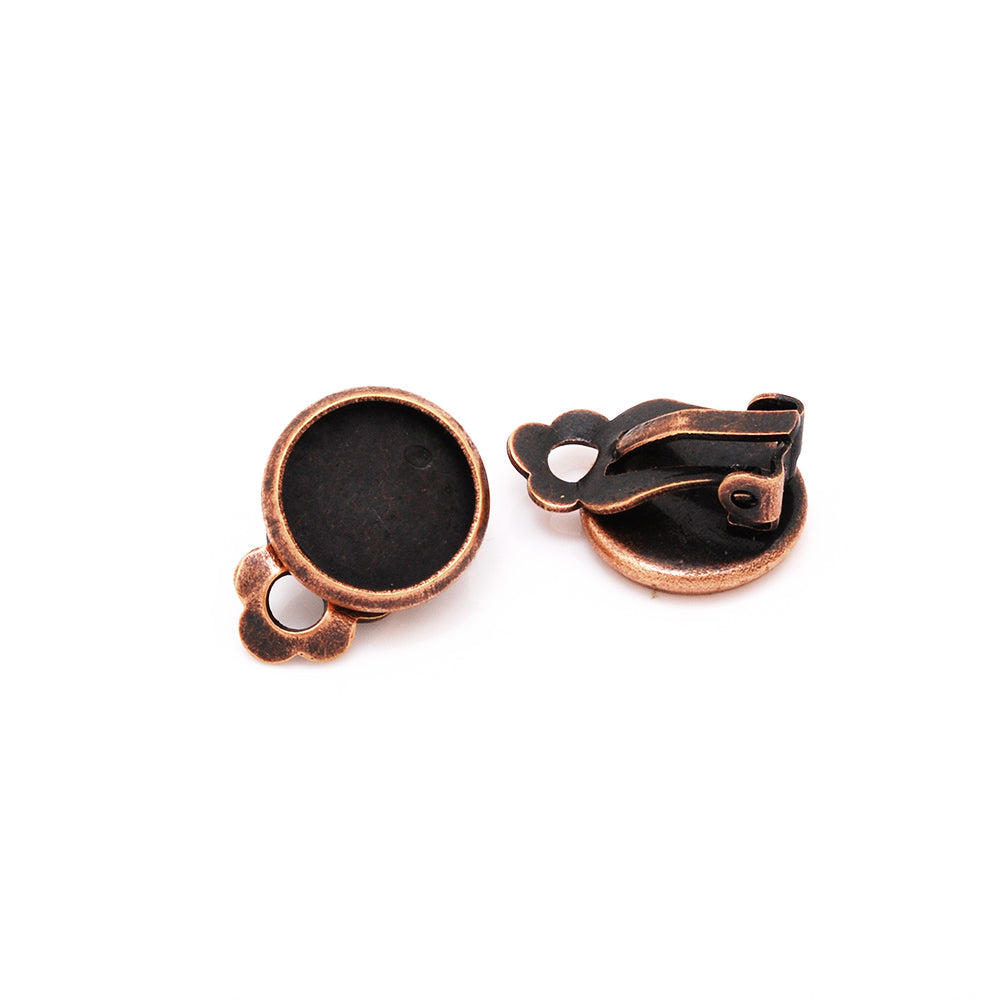 10mm Antique Copper Metal Blank Earring Clip Base,Earring Clip Blanks,Cabochon base earring clip,50pcs/lot
