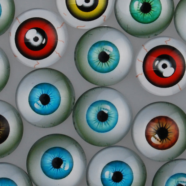 18MM Round colorful glass cabochons with mixed eyes,Photo glass cabochons,flat back,thickness 5mm,50 pieces/lot