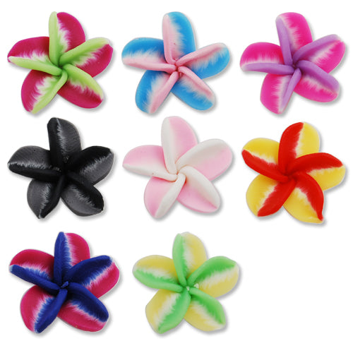 20MM HandMade And Flat Back Polymer Clay Flower Beads,Mixed Colors,Side Drilled Hole Size 2.5MM,Lead Free,Sold 100 PCS Per Package