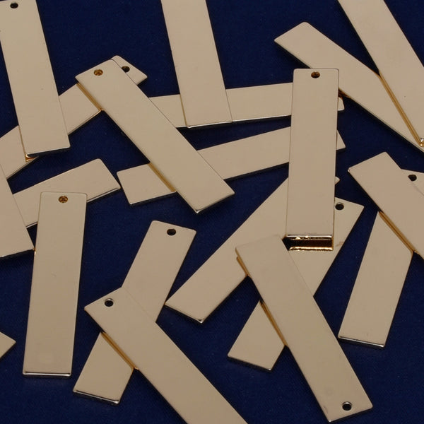1 5/8"*3/8" Brass Rectangle Tag Blanks Stamping Blank Findings metal blanks Single hole plated gold 18 Gauges 10pcs