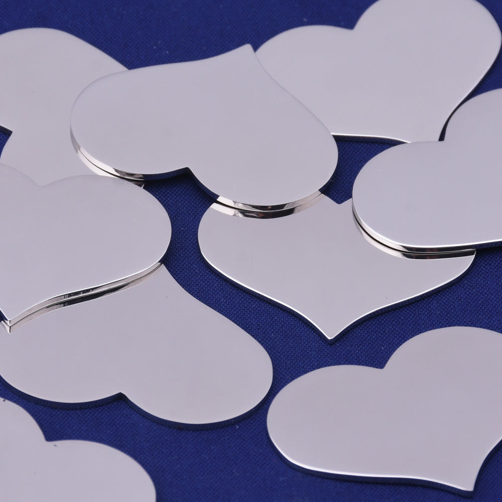 10pcs about 3/4" x 5/8" tibetara® Stainless Steel Heart Charm Pendant Stamping Blank Silver Fantastic Shine 18 Gauges