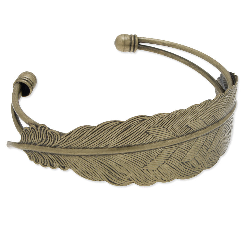 Adjustable 23mm wide feather bracelet,Antique Bronze,Brass filled,5pcs/lot