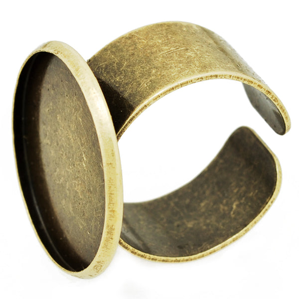 20mm Round Adjustable Ring Setting,Antique Bronze Blank Metal Ring Base, Blank Ring Bezel for Glass Cabochon,sold 10pcsl/lot