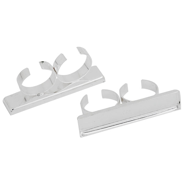 10*50mm  Imitation Rhodium Two Finger Ring-Adjustable Ring Blank,Double Ring Blanks Together,Blank Ring setting for Glass Cabochon,10pcs/lot