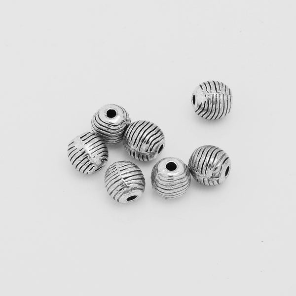 Tibetan Beads,Silver Tone Spacer Beads,Diy Large Hole Spacer beads,Bulk beads,Length 6.5mm Sold 100pcs/lot