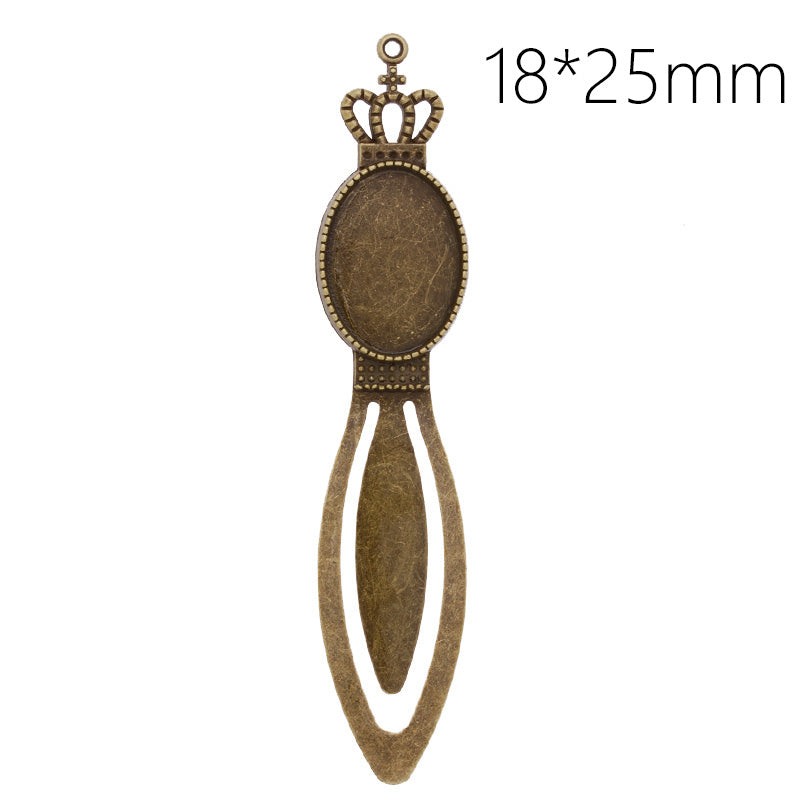 High Quality Vintage Antiqued Bronze Crown Bookmark with 18x25mm oval Bezel,length:100mm,10pcs/lot