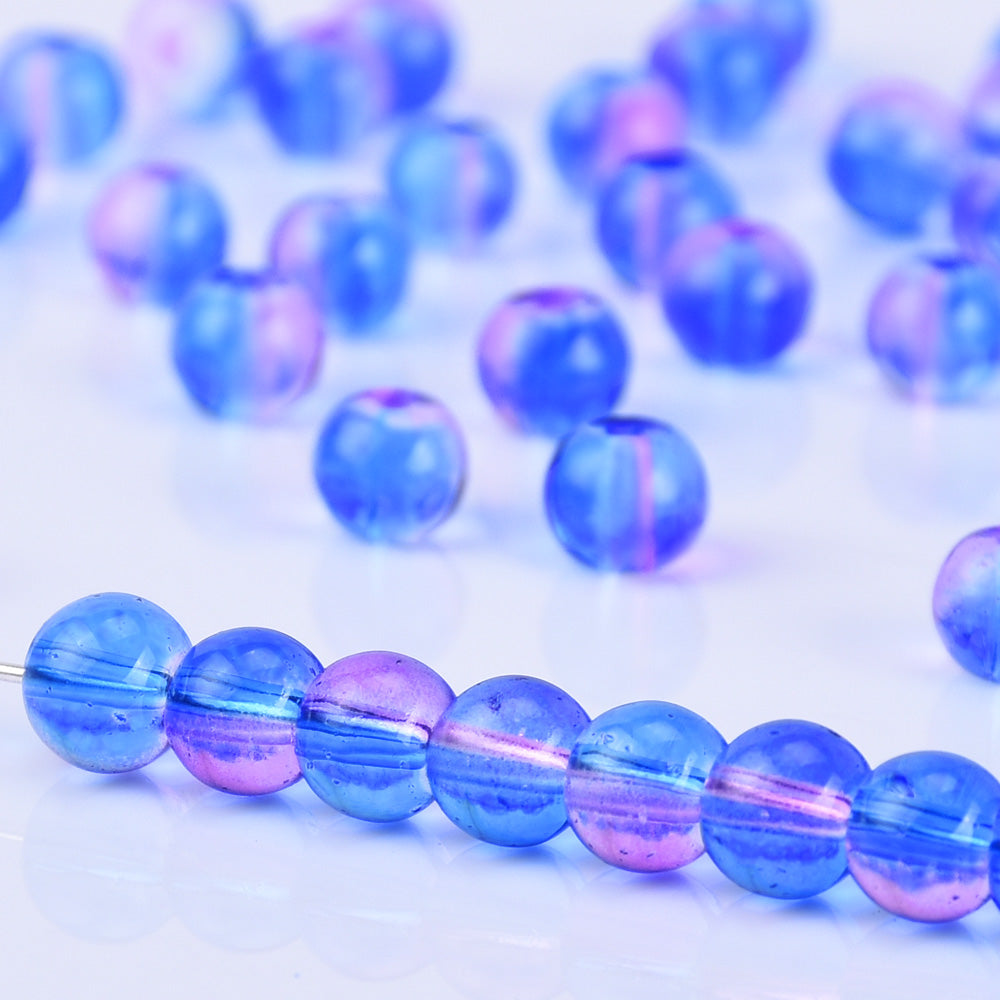 8mm Czech glass round Beads Glass Ball Beads Seed Beads Jewelry Making Beading Supplies Blue Violet 50pcs