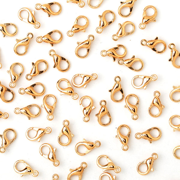 12mm Alloy Lobster Clasps Fastener Hooks Jewellery-making,KC Golden 100pcs