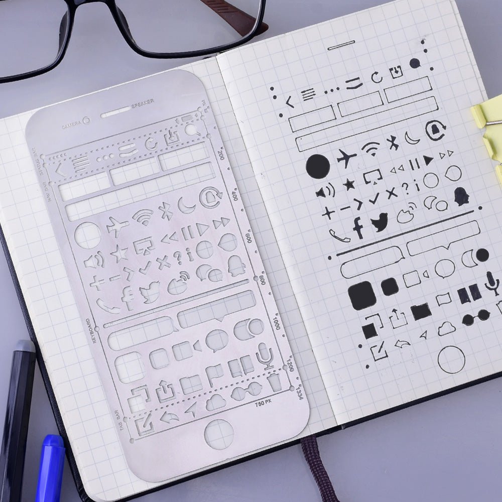 About  3*5 1/3" Stainless Steel bullet journal stencil Drawing Stencil Basic Frames Stencil Bullet Journalling 1pcs