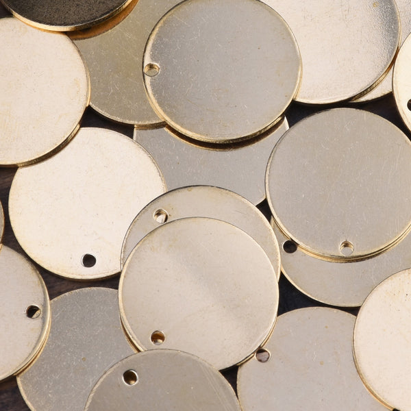 about 18mm Single-Hole circular sheet brass,Brass Blanks stamping blanks tags,Jewelry Making Discs,Thickness 1 mm,Metal,50pcs/lot