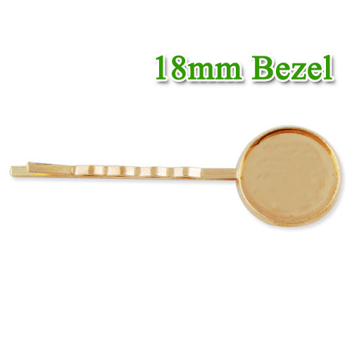 55*18MM Rose Gold Plated Bobby Pin With bezel,fit 18mm glass cabochon,sold 50pcs per package