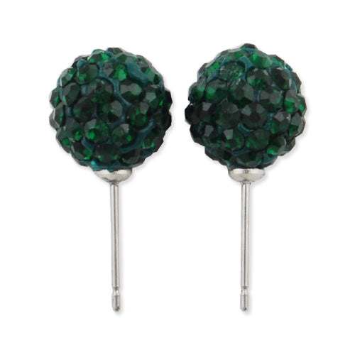 10mm Clear Pave Emerald Stud Earring,Clay Glue Base,Sold 10 PCS Per Package