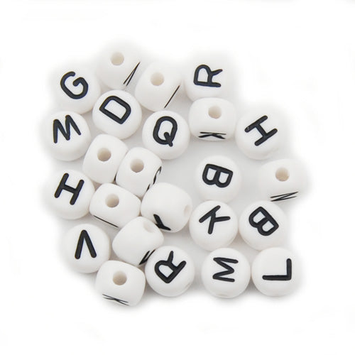 500 Grams 5*7MM  Round Alphabet  Acrylic Beads,White,About 3000PCS Per Pkg