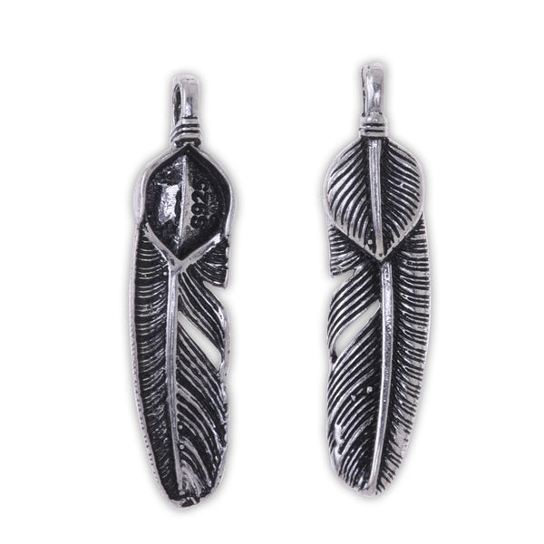 5  Antique Silver Brass Feather Pendant Charm,34x8mm Metal Feather Findings Charm,Jewelry Making Supplies