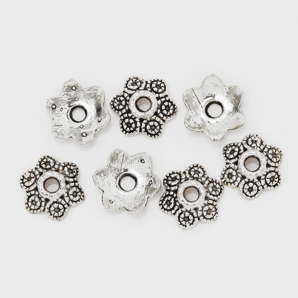 11mm Antique Silver Vintage Flower Caps,Buddhism Jewelry Findings,Charm Bead Caps,sold 50pcs/lot