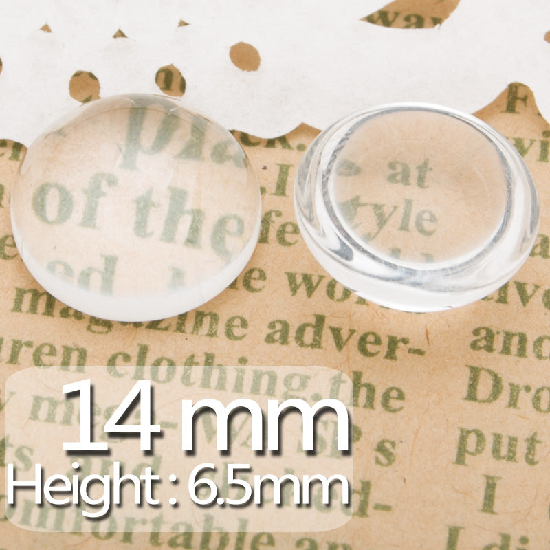 14MM Round Flat Back clear Crystal glass Cabochon,Height:6.5mm,100 pcs/lot,Top quality