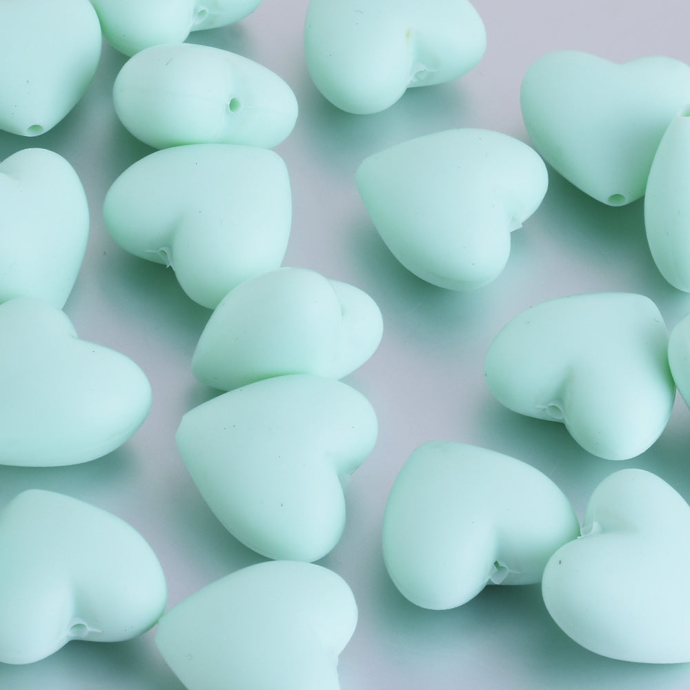 20*19*12MM Heart Silicone Beads 100% Food Grade Silicone Beads BPA Free Sensory Beads diy Necklace bracelet green 20pcs