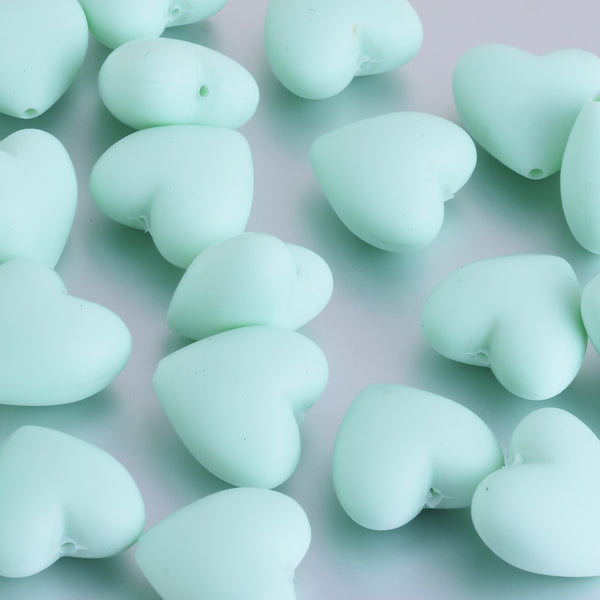 20*19*12MM Heart Silicone Beads 100% Food Grade Silicone Beads BPA Free Sensory Beads diy Necklace bracelet green 20pcs
