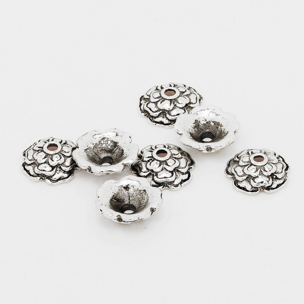 9mm Antique Silver Vintage Jewelry Caps,Flower Charm Bead Caps,Jewelry Findings,sold 50pcs/lot