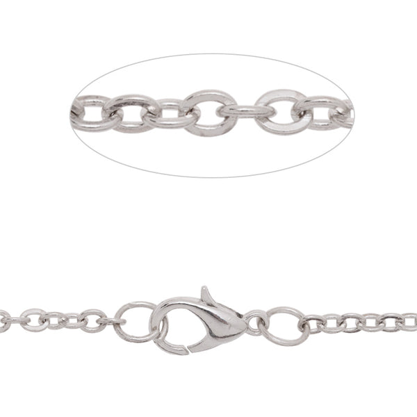 18 inch long necklace chain for pendant,1.5x2mm link size,Lobster Clasp end,Brass chain,Nickel plated,20pcs/lot