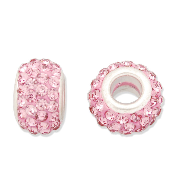 8*13MM Pink Pave Crystal Beads,Brass Base,Hole Size about4.0MM,Sold  5PCS Per Package