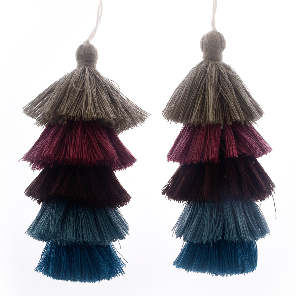 Wholesale Layered Tassel Pendant Five Tier Colorful Cotton Tassel for Earrings pendant handmade 2pcs 10192857