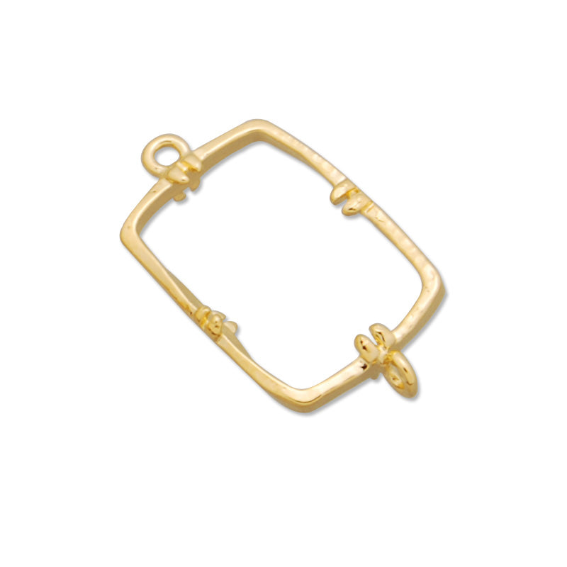 10*14MM Rectangle  Brass Gemstone Bezel with hook,Gold,charms links,sold 20pcs per lot