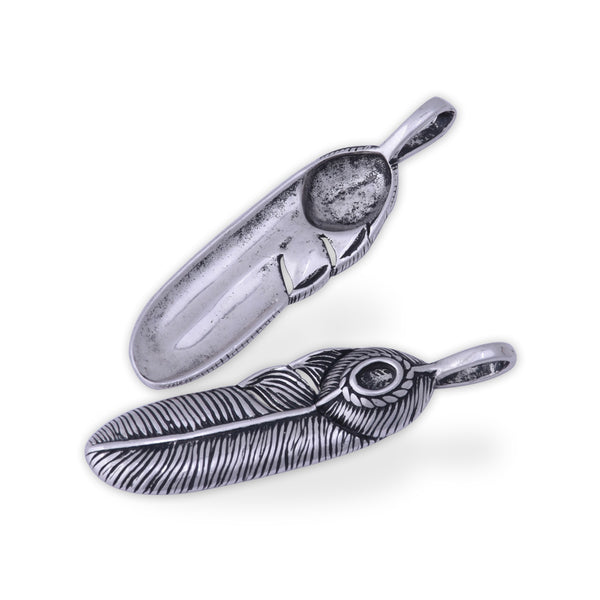 5 Antique Silver  47x12mm Feathers Charm Peacock Charm Bird Charm Vintage Style Pendant Charm Jewelry Supplies
