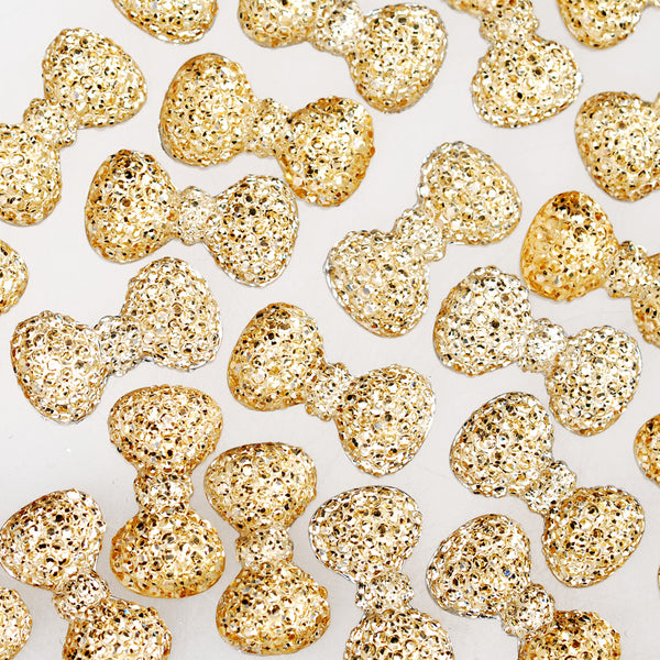 100 Champagne Bow Tie Druzy Cabochons Kawaii Cabochons Resin Flat Back Faceted DIY Jewelry Findings 24mm